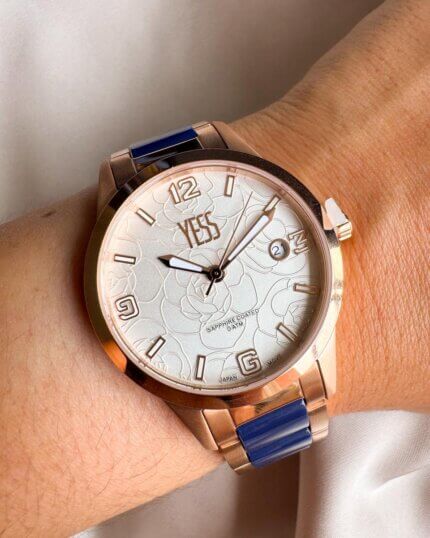 RELOJ YESS Y25006-04 YESS AZUL CON ORO ROSA
